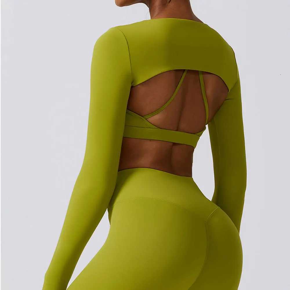 Women Crop Tops Long Sleeve Breathable Running TShirts Gym Sports Top with Pad Yoga Shirts Fitness Workout Yoga ClothingXJ251029
