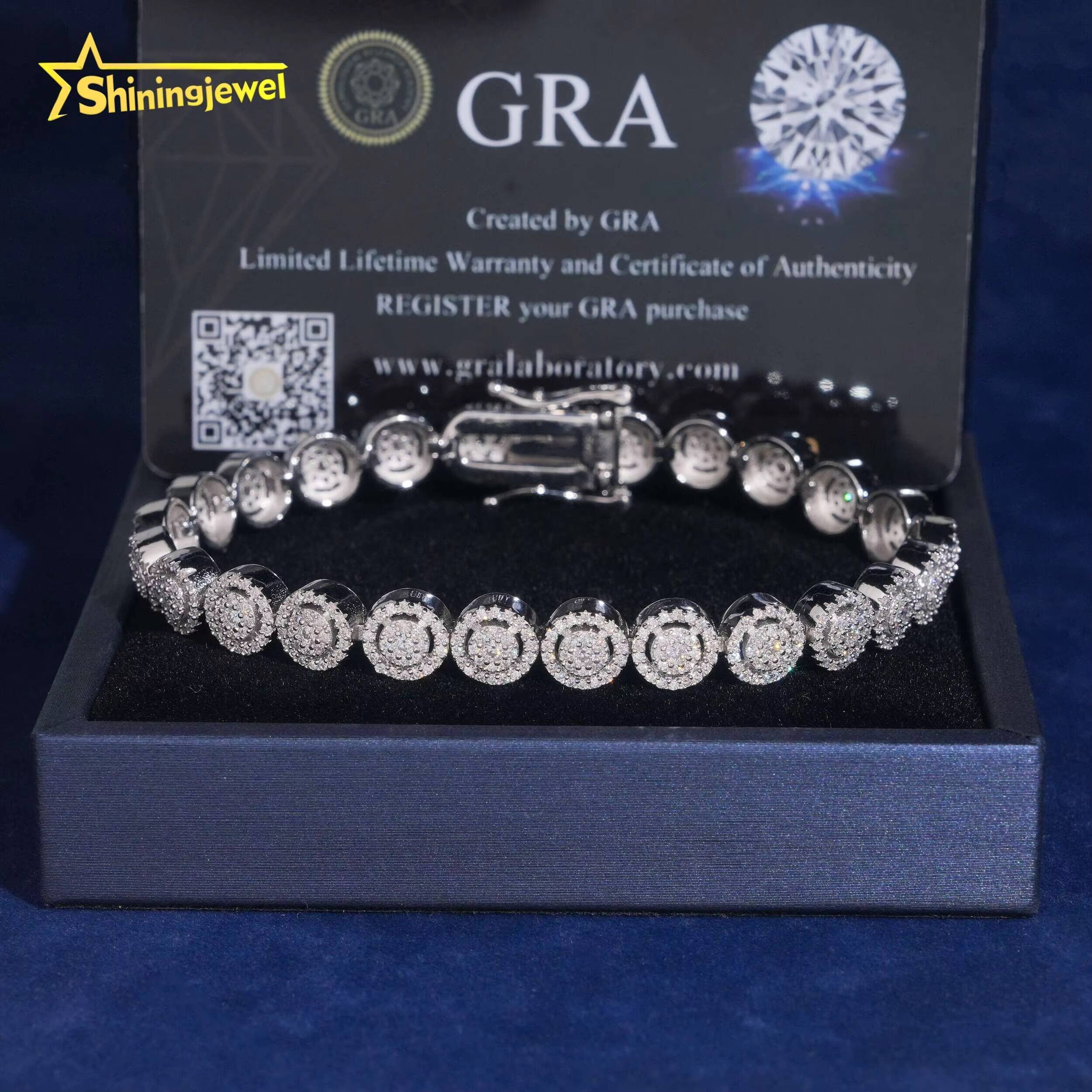 Men Bracelet Luxury Hip Iced Out 8mm Moissanite Cuban Bracelet GRACertificate Custom 925 Silver Bracelet Men Fine Jewelry