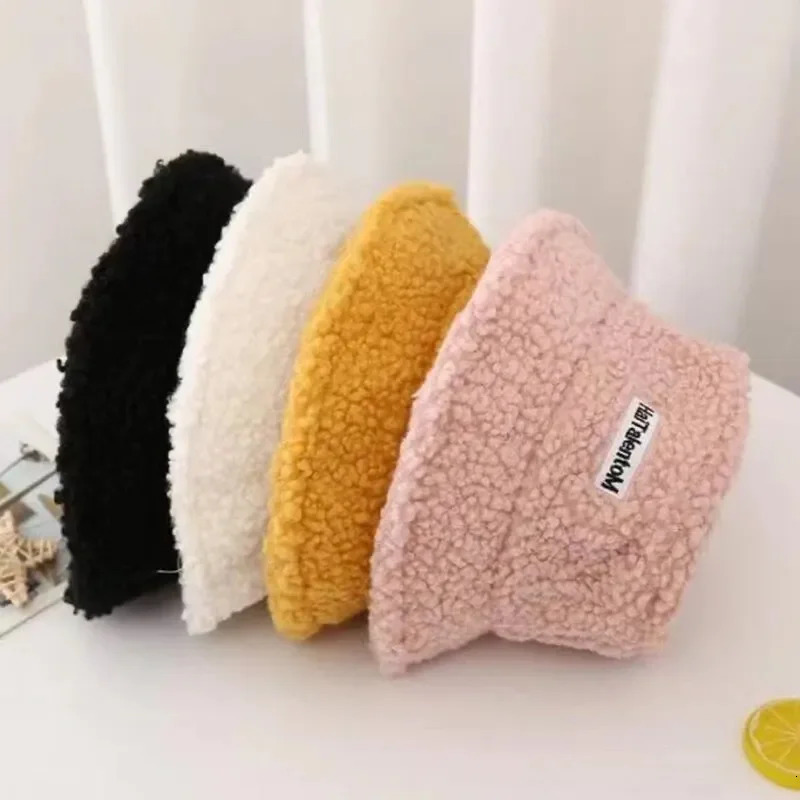 Womens Versatile Net Red Lamb Hair Fisherman Hat AutumnWinter Korean Fashion Hat 251029