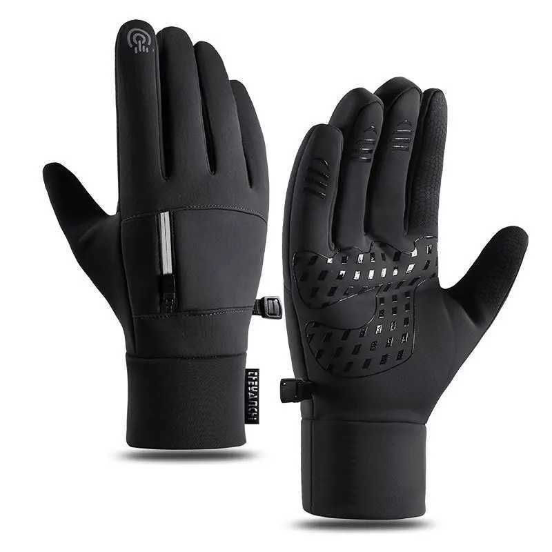 Men Winter Motorcycle Riding Gloves Electric Scooters Fleece Warm Waterproof Touchscreen Nonslip Bike Accessorie J251029