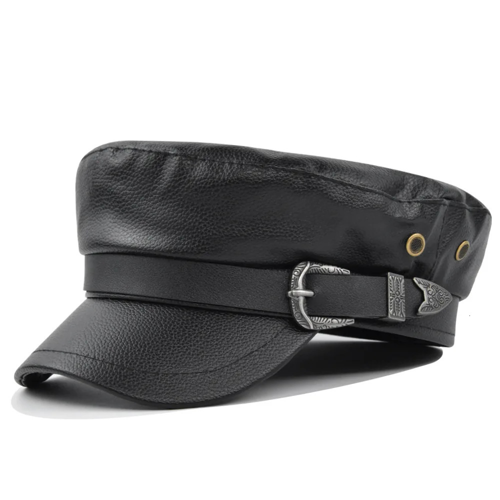 Fashion PU Leather Beret Vintage England Flat sboy Caps Outdoor Casual Army Cap 251013