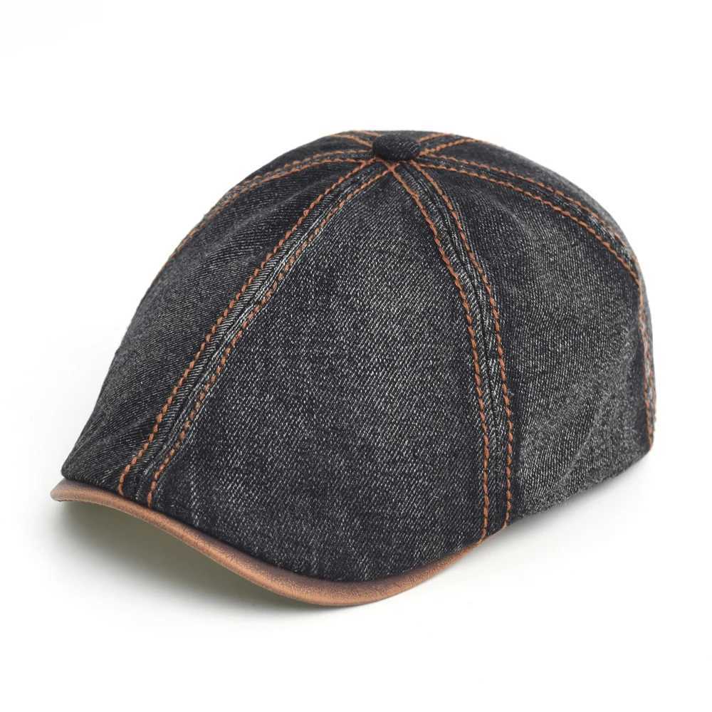 Denim Beret Hat Washed Vintage Peaked Cap Adjustable Cotton Newsboy Cap Casual Hats Flat CapW251029