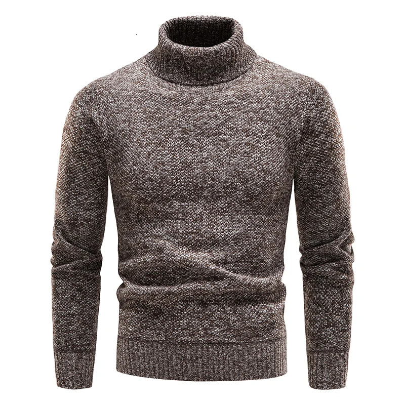 Autumn Winter Fleece Sweater Men Thicker Turtleneck Warm Pullover Slim Fit Man Clothes Black Brown Jumpers Elastic 251029