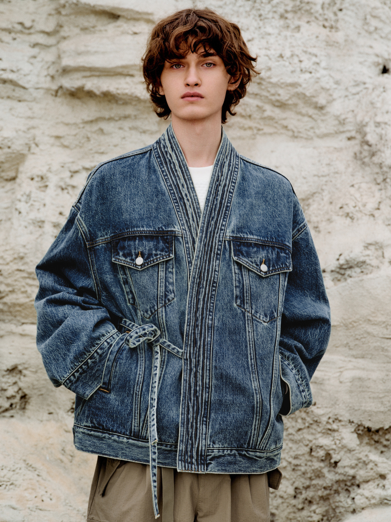 Designer Jacket Autumn New Men's Clothing New Chinese Style Irregular Symmetrical Design Sense Niche Loose Lace-up Denim Jacket For Men And Women
