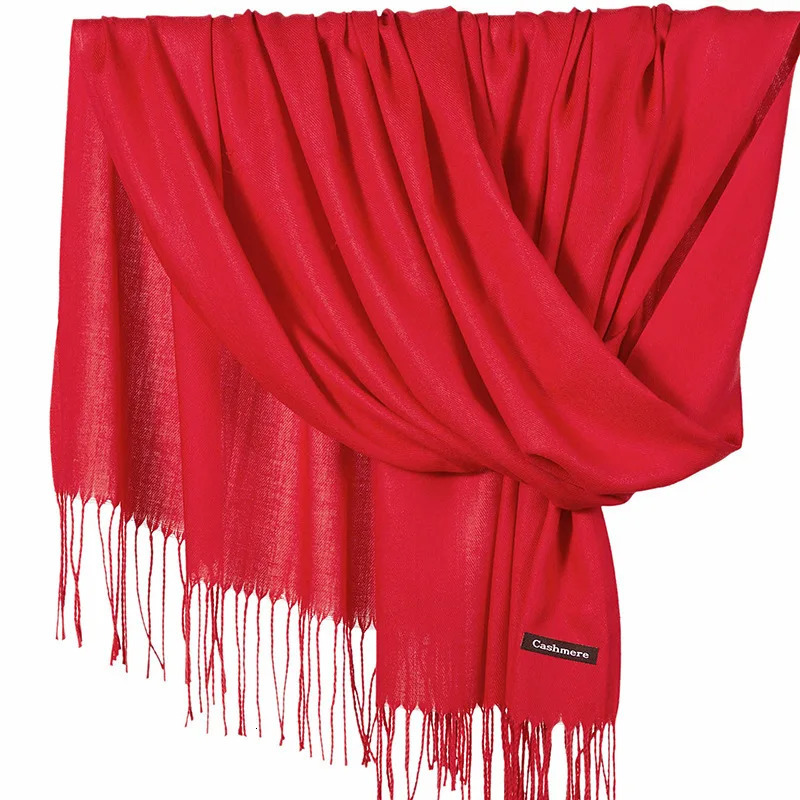 Multicolor autumn and winter solidcolor scarf womens singlecolor faux cashmere fringed thickened shawl fashionable 251013