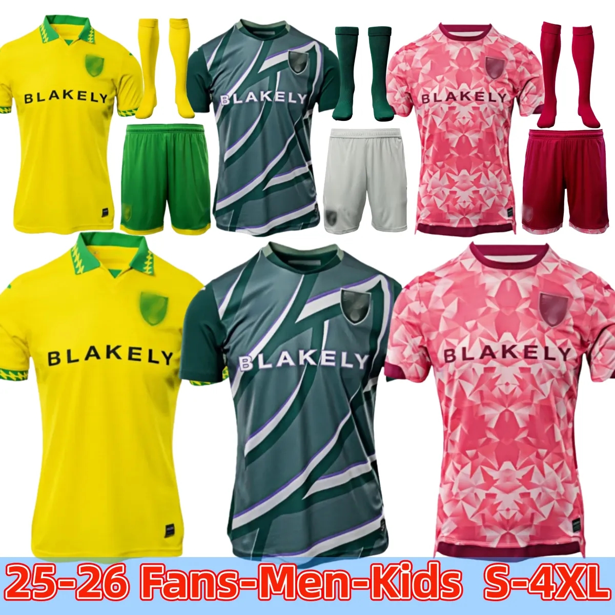 25 26 Norwich cities soccer jerseys CASSERES DALLINGA CISSOKO 25 26 Home yellow Away green third maillot de foot SARGENT mens KIDS KITS kit football 666