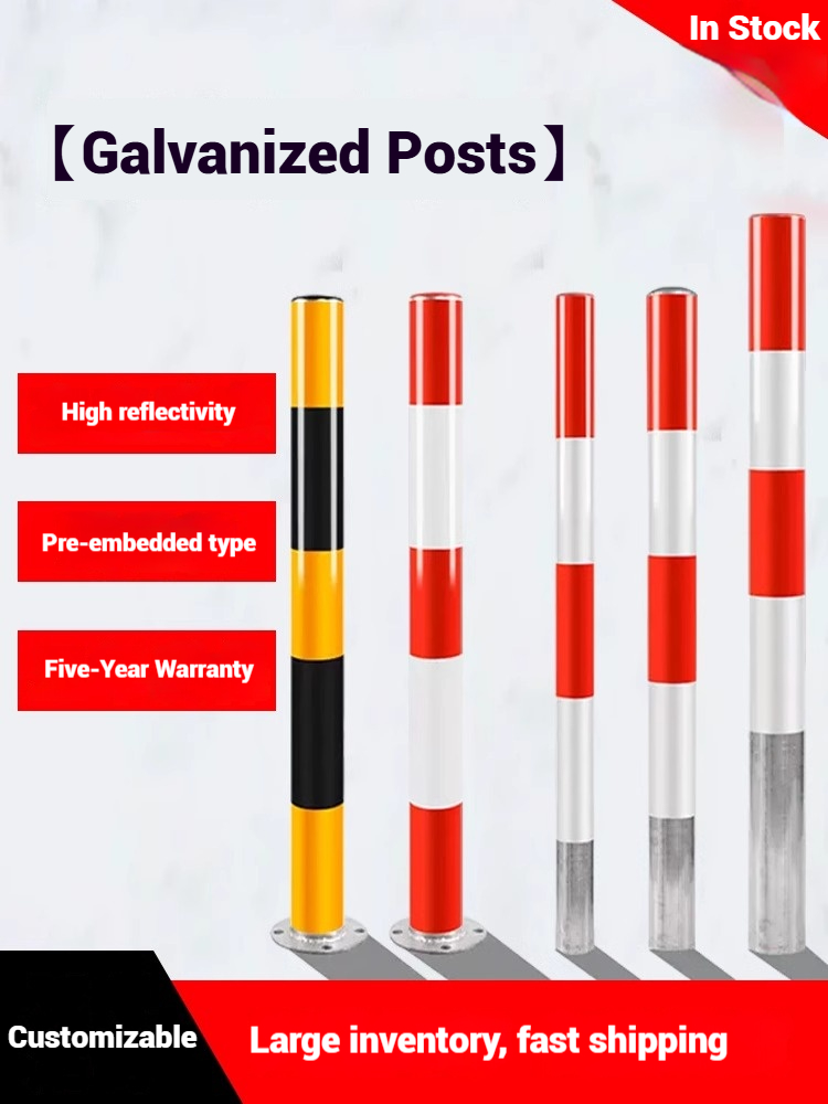 Galvanized Reflective Warning Posts Steel Pipe Crash Barrier Posts Road Barrier Bollards Vehicle Restraint Ground Anchors