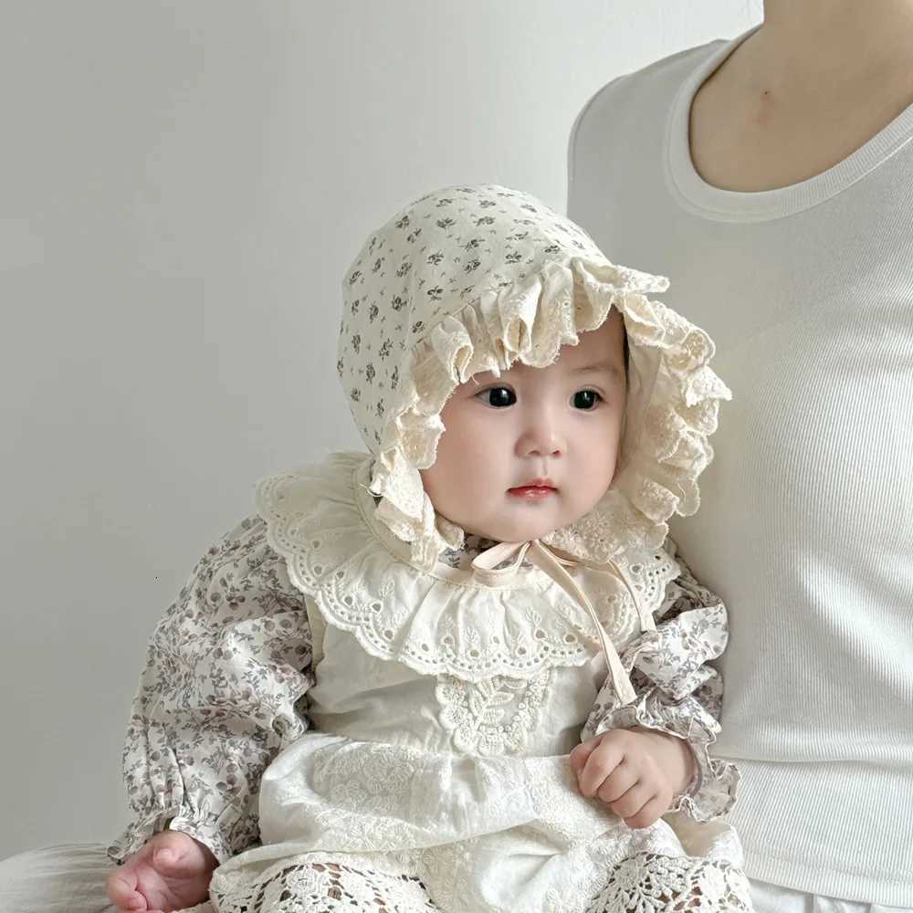 2025 Autumn Baby Hat Korean Muslin Newborn Bonnet Sweet Flower Printed Beanie Hat For Girls Boys Toddler Infant Accessories251028