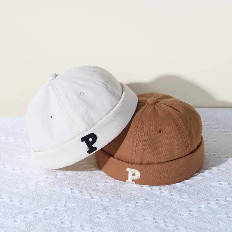 Letter Embroidered Baby Dome Brimless Hat Boys Girls Hip Hop Docker Cap Solid Fashion Children Melon Cap Vintage Kids Beanie 251028