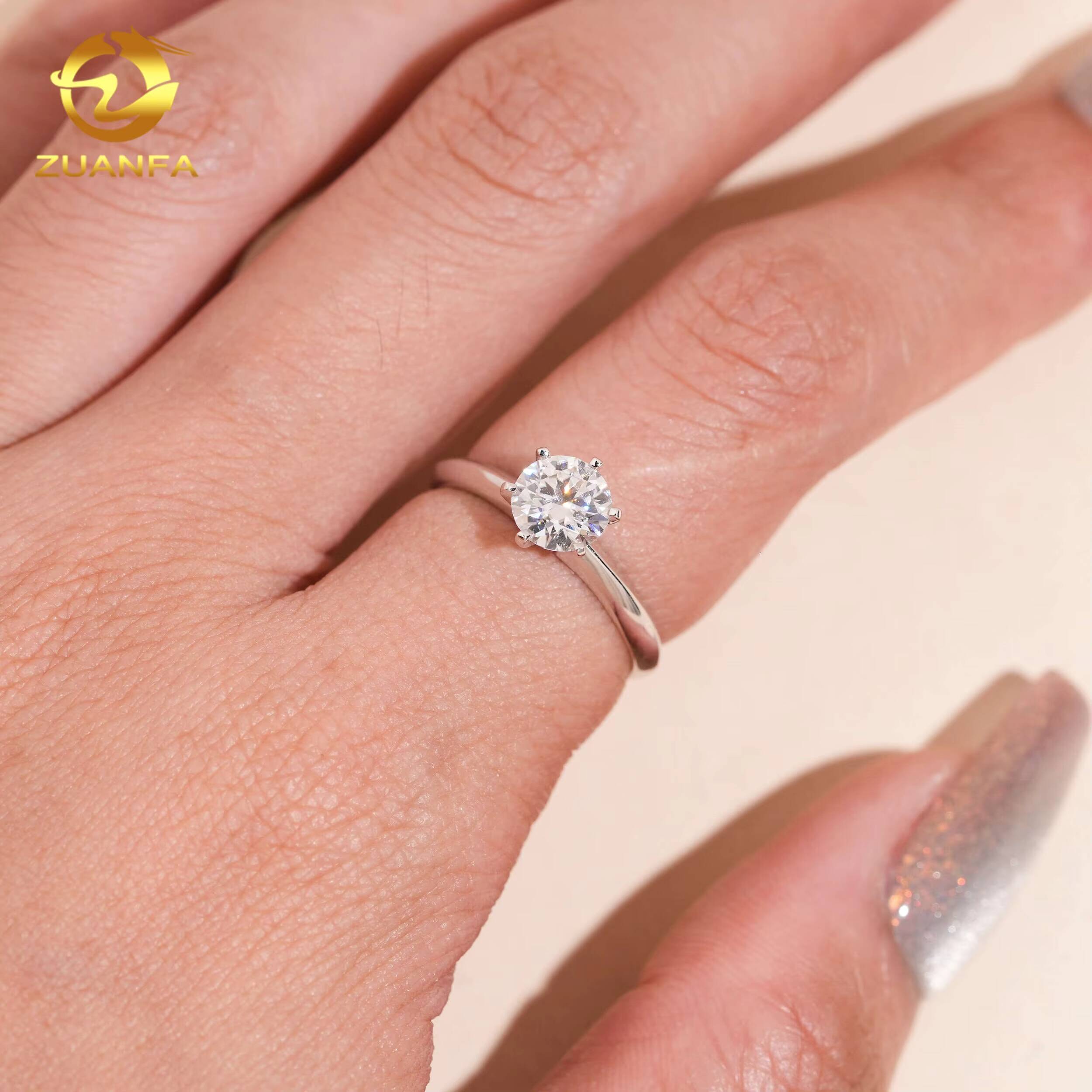 Custom Classical 6prongs Brilliant Cut Moissanite Pass Diamond Test 10K 14K 18K RoseYellowWhite Gold Wedding Engagement Ring