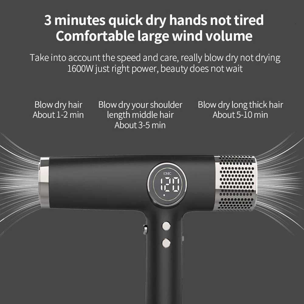 0000 Rpm High Speed Bldc Brushless Motor 800W Hair Dryer with Three Magnetic Nozzle and Two air Hair Wrap Styler W251029