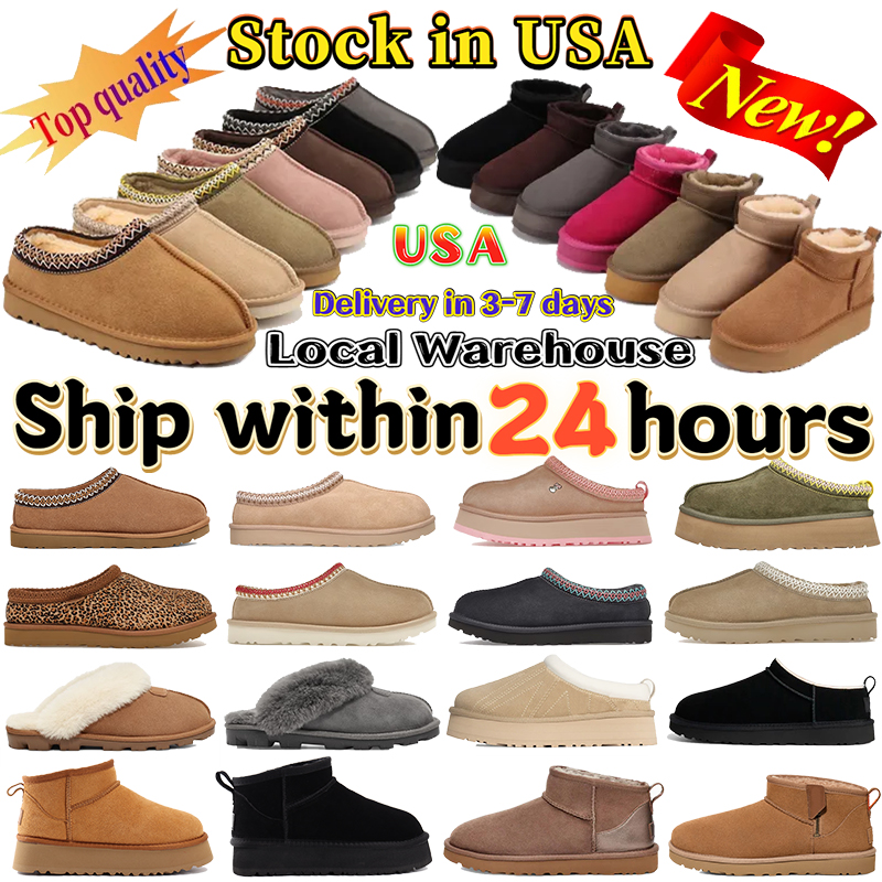 Women Boot Designer Tazz Tasman Slippers Snow Winter Sheepskin Boots Fashion Ladies Platform Fur Slipper Classic Ultra Mini Suede Wool Womens Ankle Booties US 4-15
