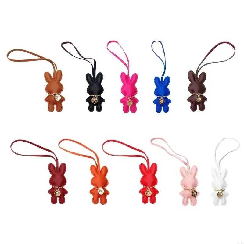 Elegant Rabbit Keychain Pendant Artificial Leather Bunnys Keyring Ornament Versatile Animal Bag Charm AccessoryW251029