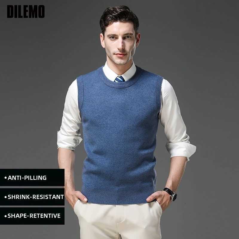 Top Grade Thick AntiPilling New Oneck Brand Business Casual Fashion Men Knit Pullover Sweater Vest Autum Winter Sleeveless W251029