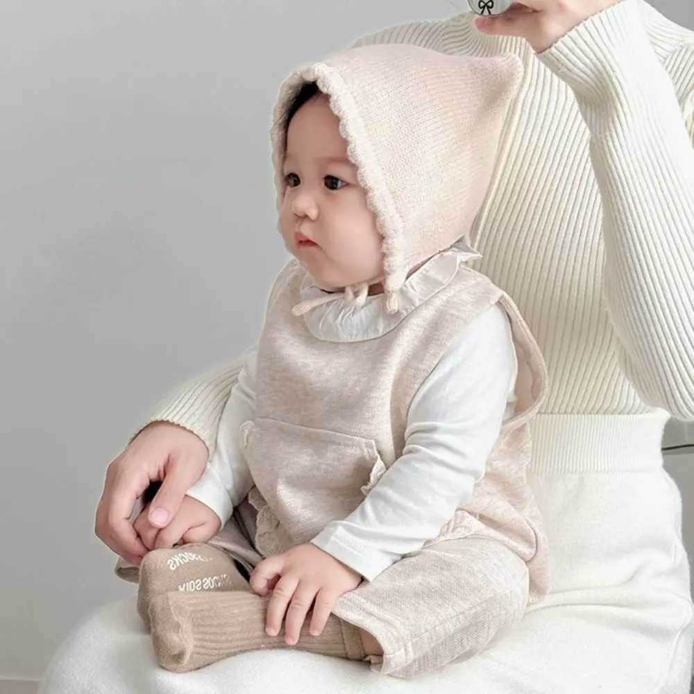 Lovely Winter Cat Ear Knit Hat Solid Color Soft Warm Baby Knitting Hat Infant Newborn Ear Protection Cap Kids251028