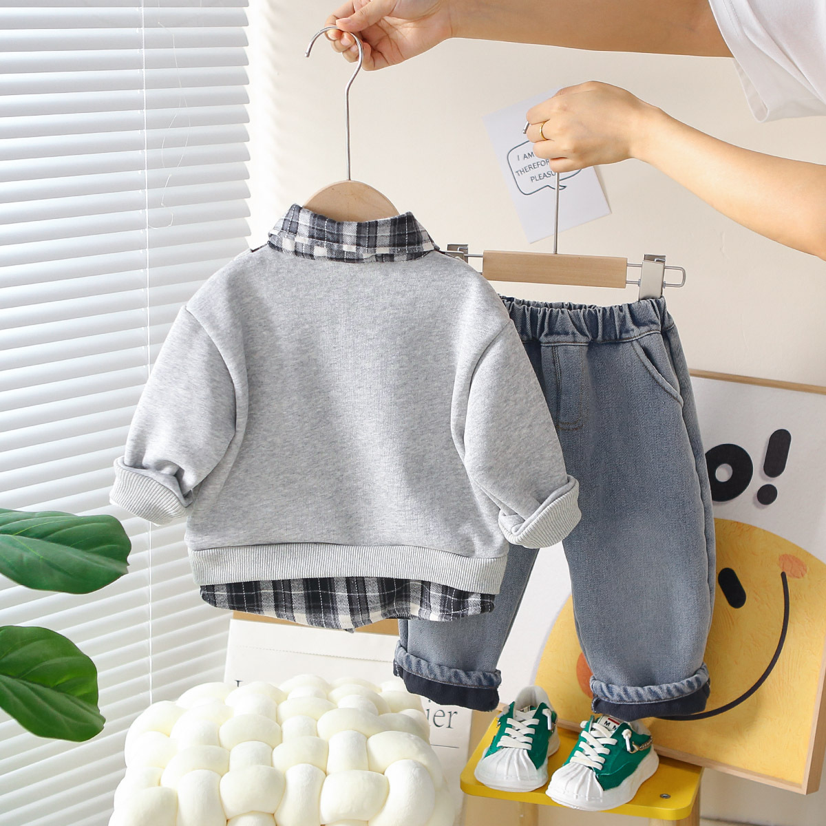 kids tracksuit 2025 New Warm Boys Clothes, Fleece Lined Mock Three Piece Hoodie Set, Casual Winter Outfit for Toddler Kids Daily Playtime