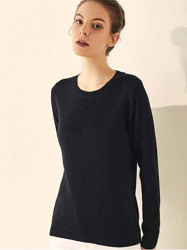 SuyaDream Woman Basic Sweaters Silk and Cashmere Blend O neck Pullovers Solid Sweaters Fall Winter Bottoming Shirts 251029