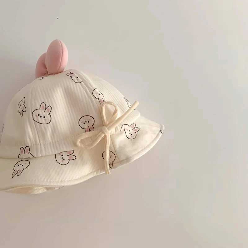Print Bear Baby Drawstring Basin Hats Cute Cartoon Infant Wide Brim Fisherman Hat 620M Kids Sunshade Visors Cotton Bucket Cap251028