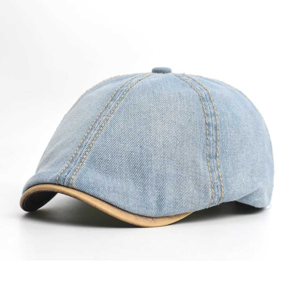Denim Beret Hat Washed Vintage Peaked Cap Adjustable Cotton Newsboy Cap Casual Hats Flat CapW251029