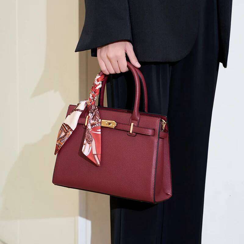 Show Handbag with Scarf Decor and Metal Clasp High Quality for Evening Parties Banquets
