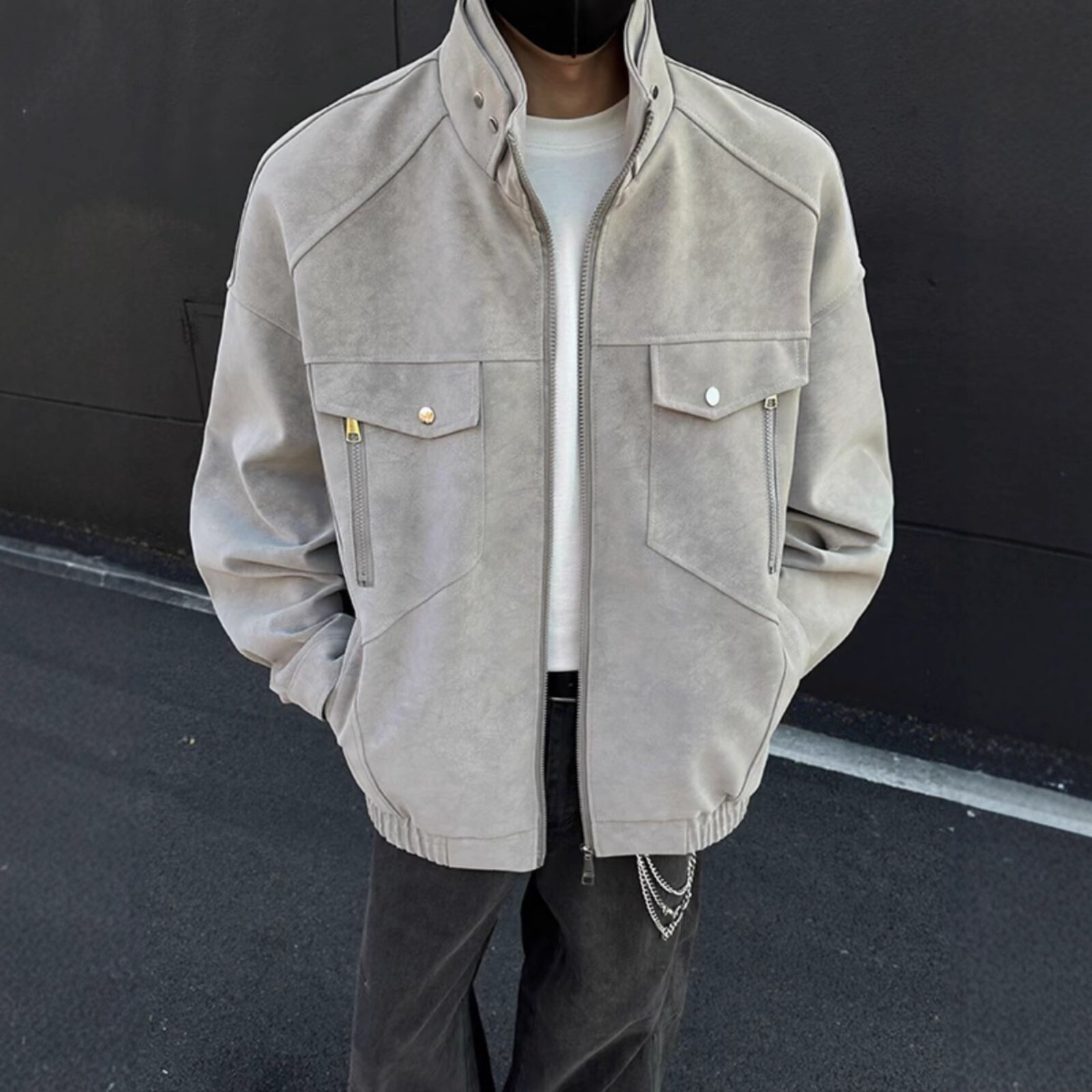 Designer Jacket American Style PU Leather Jacket For Men Spring And Autumn Short Trendy Brand Stand Collar Workwear Flight Jacket With High-end Feel