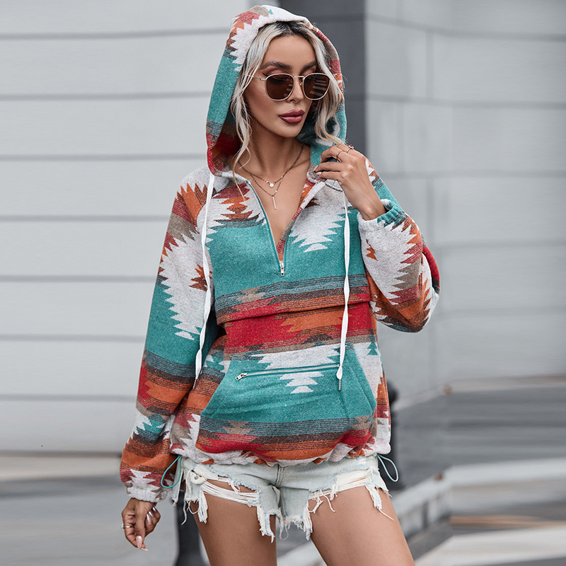 Designer's hot selling autumn and winter new pullover sweatshirt hooded sweatshirt women's European and American Western fashion printed lon