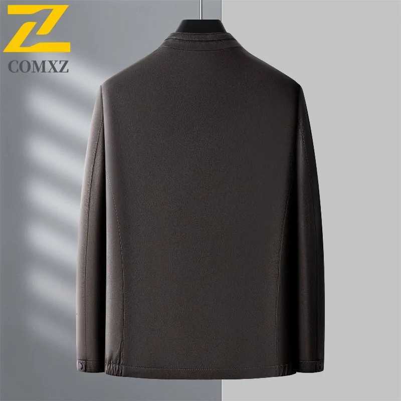 Light Luxury Leather Jacket 2025 Autumn New Classic Stand Collar Leather Coat Male Fashion Zipper Design Leather OuterwearT251029