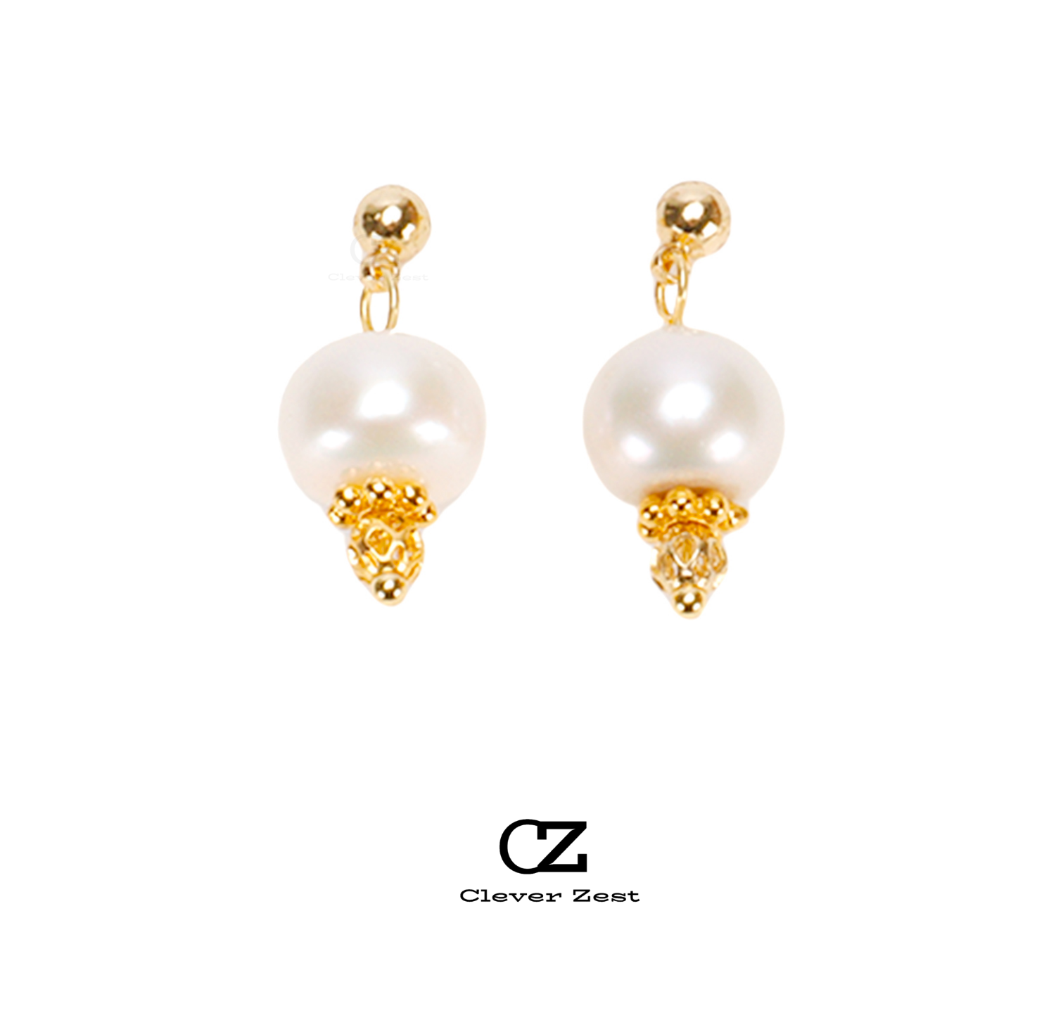 Natural White Near-Round Baroque Pearl Earrings 14K Gold-Filled Fashionable Versatile Trend-Setting Anniversary Gift Best Friend Gift