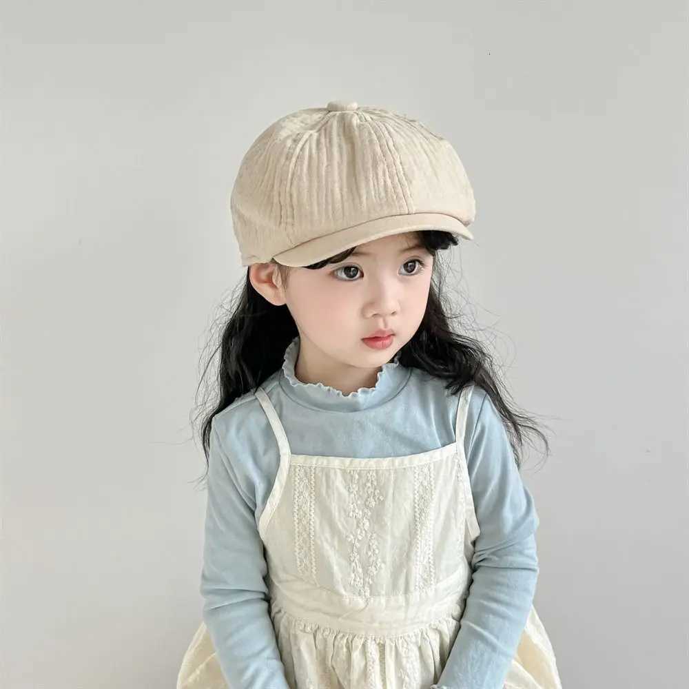 Retro Solid Color Children Forward Hat Korean Harajuku Kids Newsboy Cap Visor 26year Baby Beret Boy Girl251028