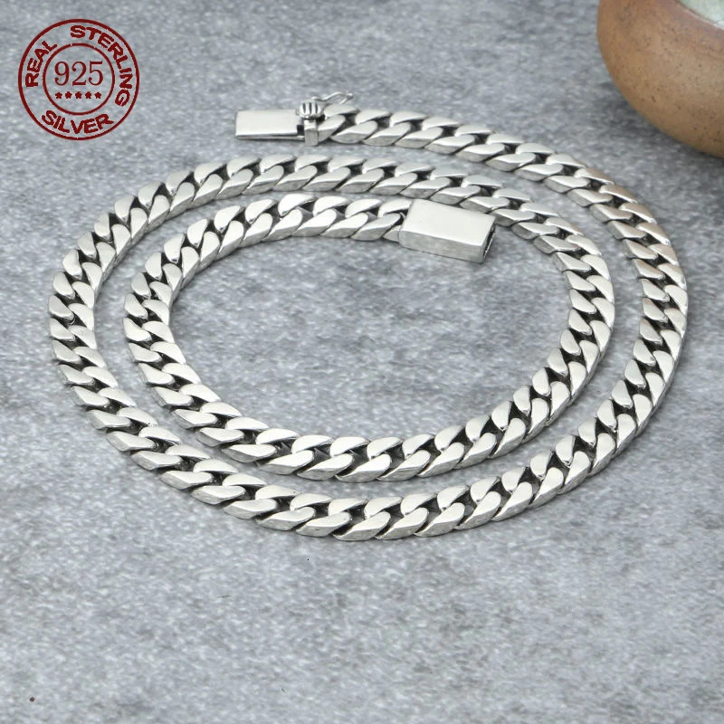 925 Silver Chains Original Certified Cuban Chain 925 Solid Silver Necklace 251013