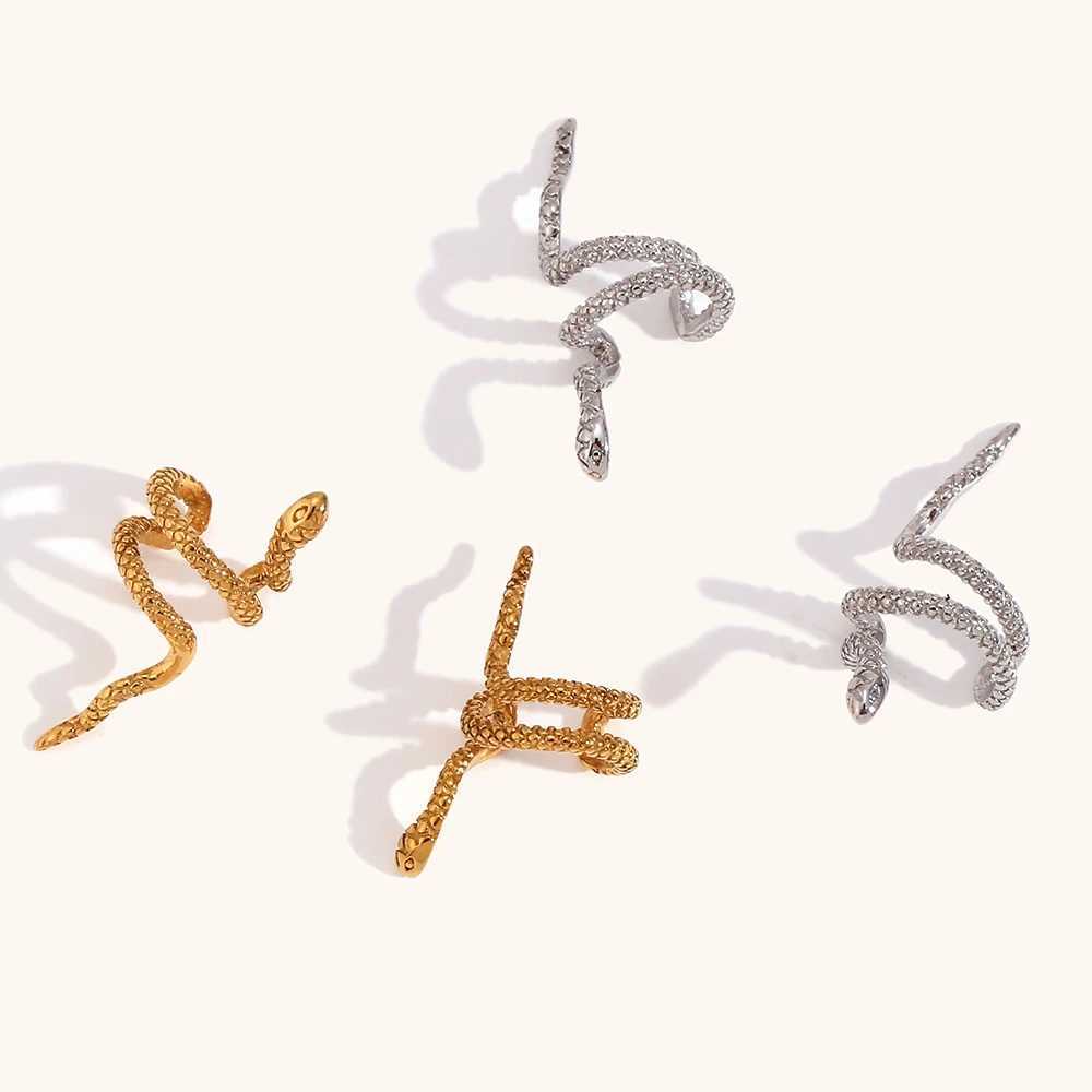 Creative Design Mini Snake Mesh Ear Cuffs Stainless Steel Luxury Jewelry Woman Trendy Womens And Funny Earrings 2024W251029