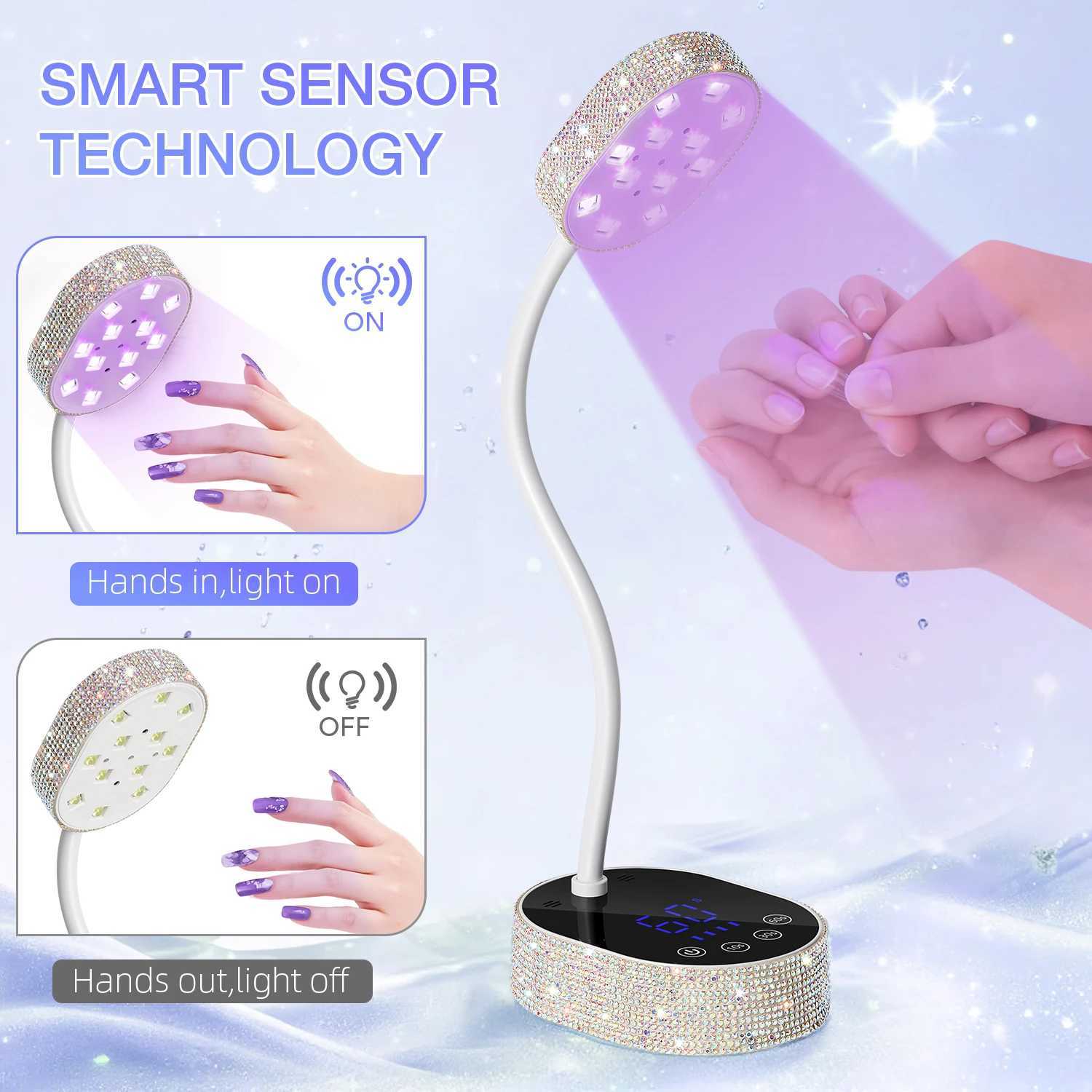 Wireless UV LED Nail Lamp 36W Rechargeable Mini Gel Dryer with Auto Sensor Timer and 360 Rotating Neck for Manicure on the Go J251115