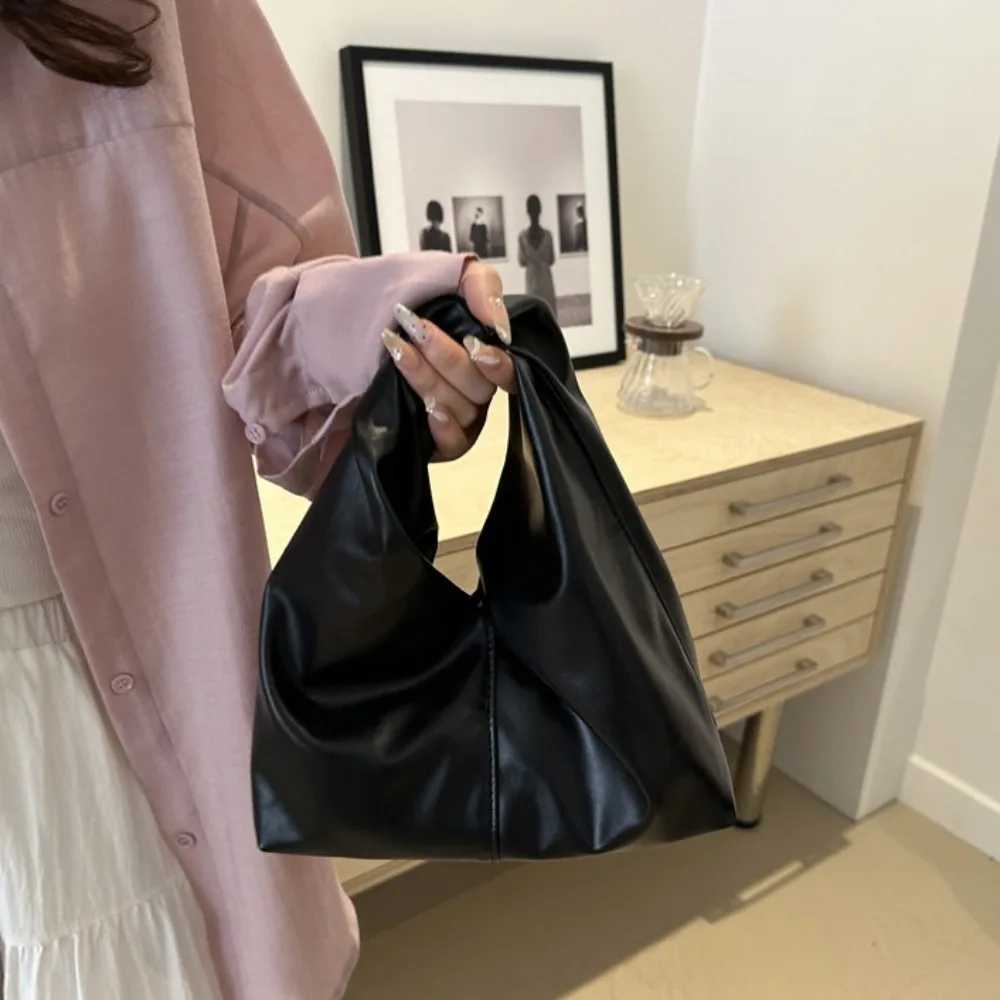 Korean Style Large Capacity Simple Pleated Handbag Square Soft Wen Tote Bag Durable Solid Color Singleshoder Bag Wen D251029