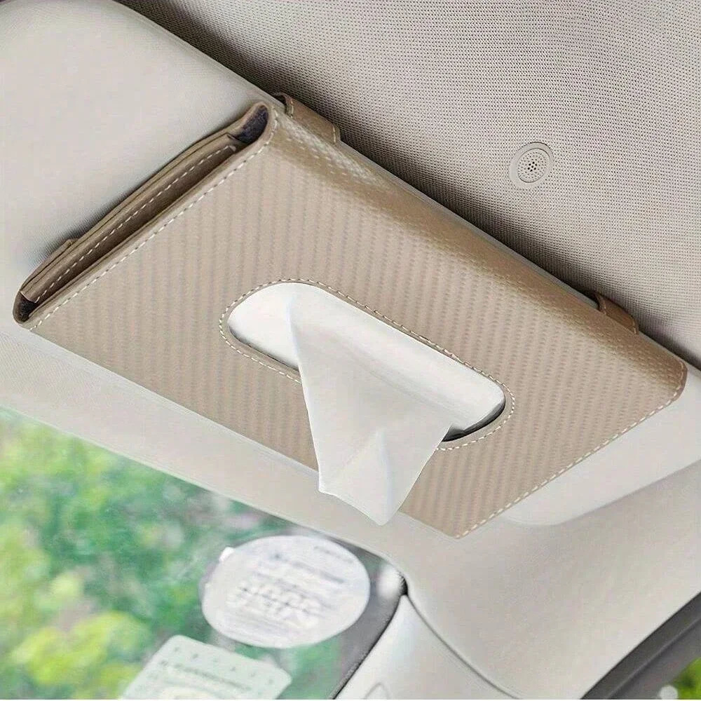 Car Tissue Holder Car Sun Visor Napkin Case Multifunctional PU Leather Back Seat Tissue Box Tissue Bag For All Models 251029