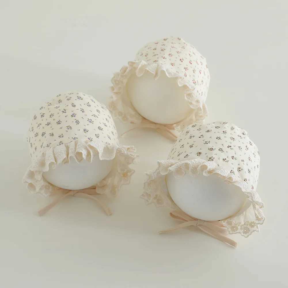 2025 Autumn Baby Hat Korean Muslin Newborn Bonnet Sweet Flower Printed Beanie Hat For Girls Boys Toddler Infant Accessories251028