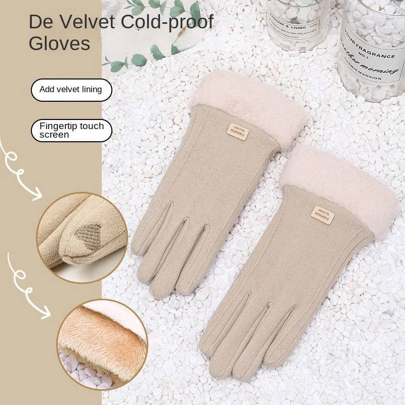 Gloves Womens Winter Riding Selling Warm Plus Fleece Thickened Touch Screen Cold Windproof De Fleece Gloves 251029