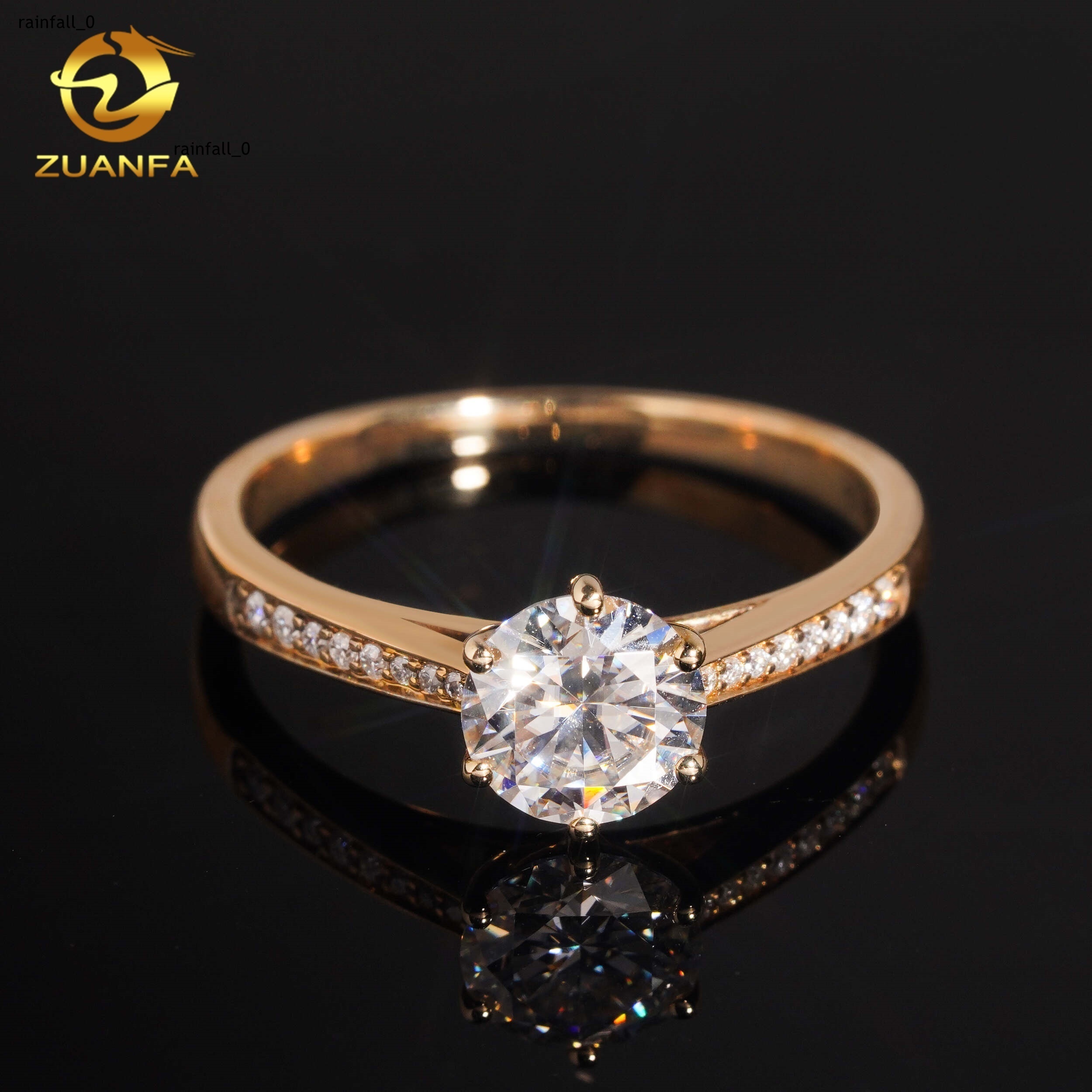 Classic 1Carat Round Brillant Cut 10K Solid Gold Moissanite Engagement Ring Women Elegant Moissanite Ring Band