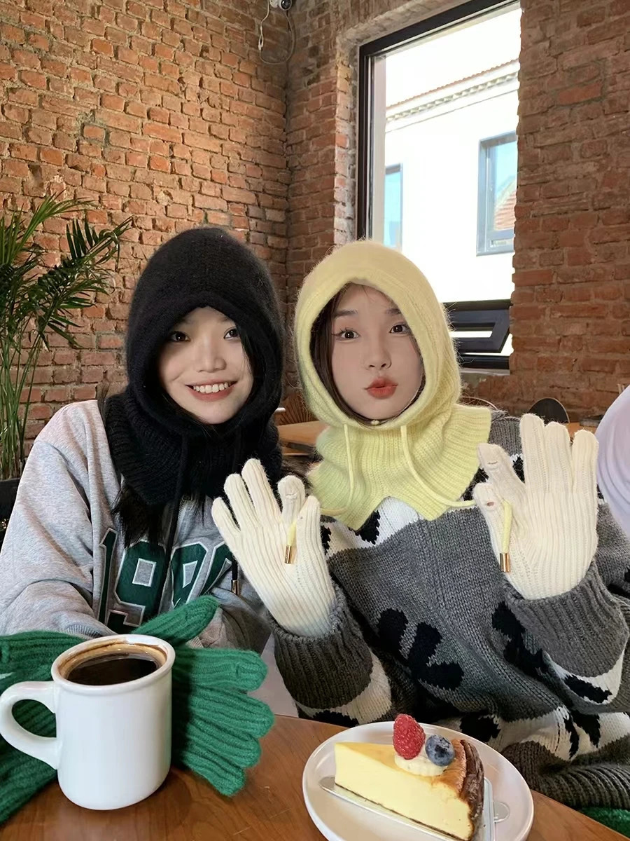 Winter Hat Real Rabbit Fur Winter Hats For Women Fashion Warm Hats Upgrade thickened extended Pullover scarf hat 251029