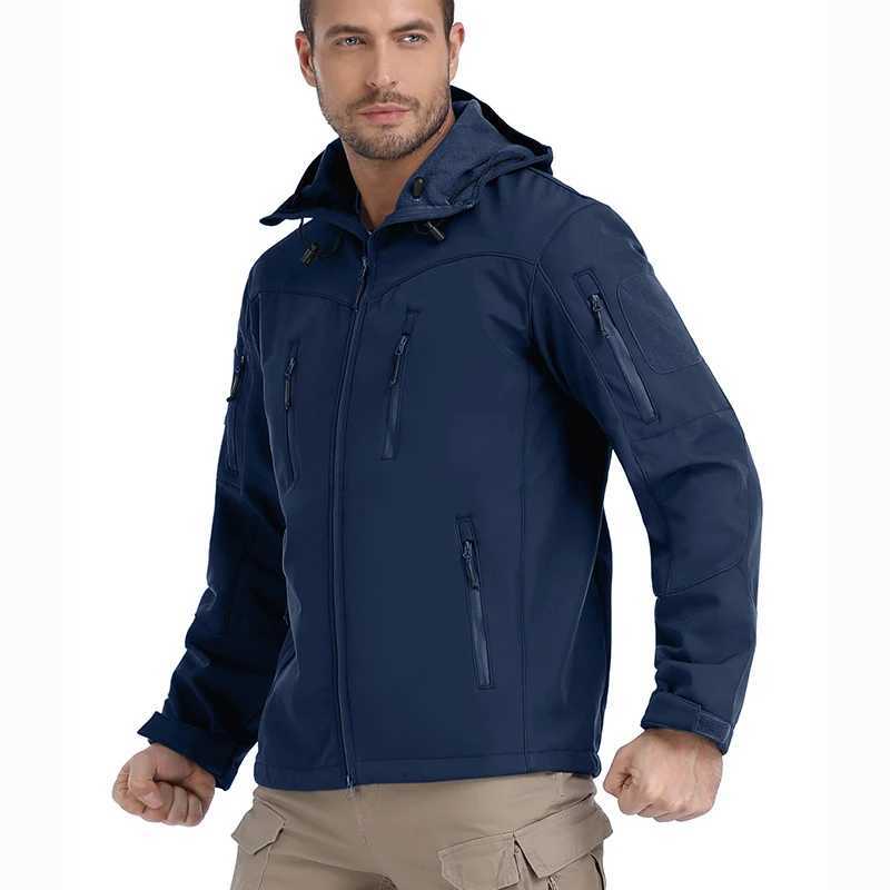 Mens Waterproof Softshell Tactical Jacket Outdoor Hiking Skiing Windbreaker Jacket Winter Windproof Fleece Hoodie Coat J251029