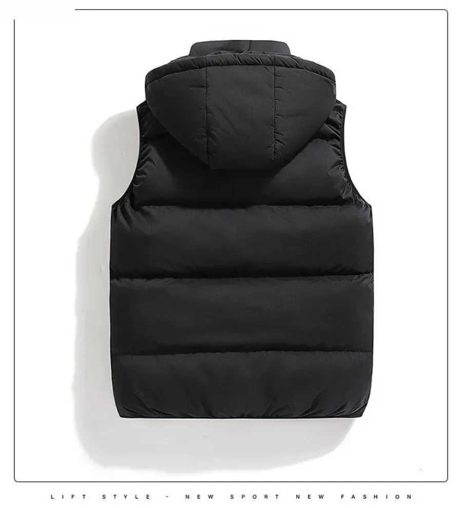 Mens Thicken Plus Cotton Sleeveless Vests Jacket Fashion Warm Detachable Hat Outdoor Windbreak Waistcoat Hooded Vest Coats Male W251029