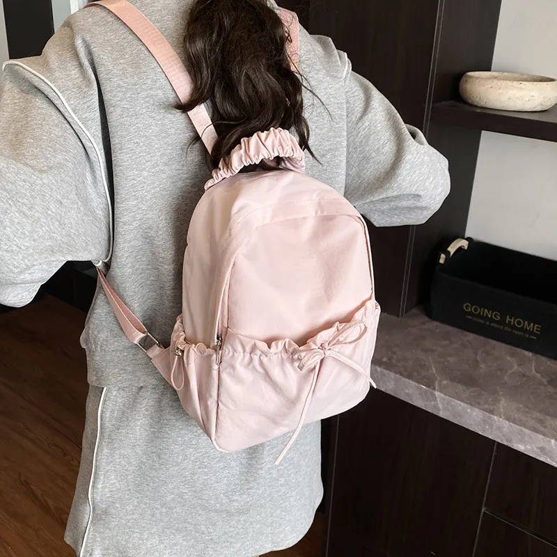 2025 Korean Style Backpack Sweet Ruched College Style Outdoor Backpack Casual Designer Free Delivery To Your Door Bag School bag