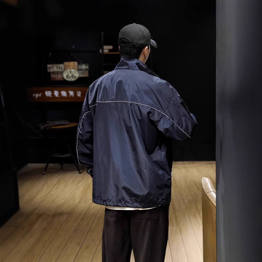 Men's Spring And Autumn Stand Designer Jacket Collar Workwear American Style Water-resistant Fabric Jacket Loose Fit