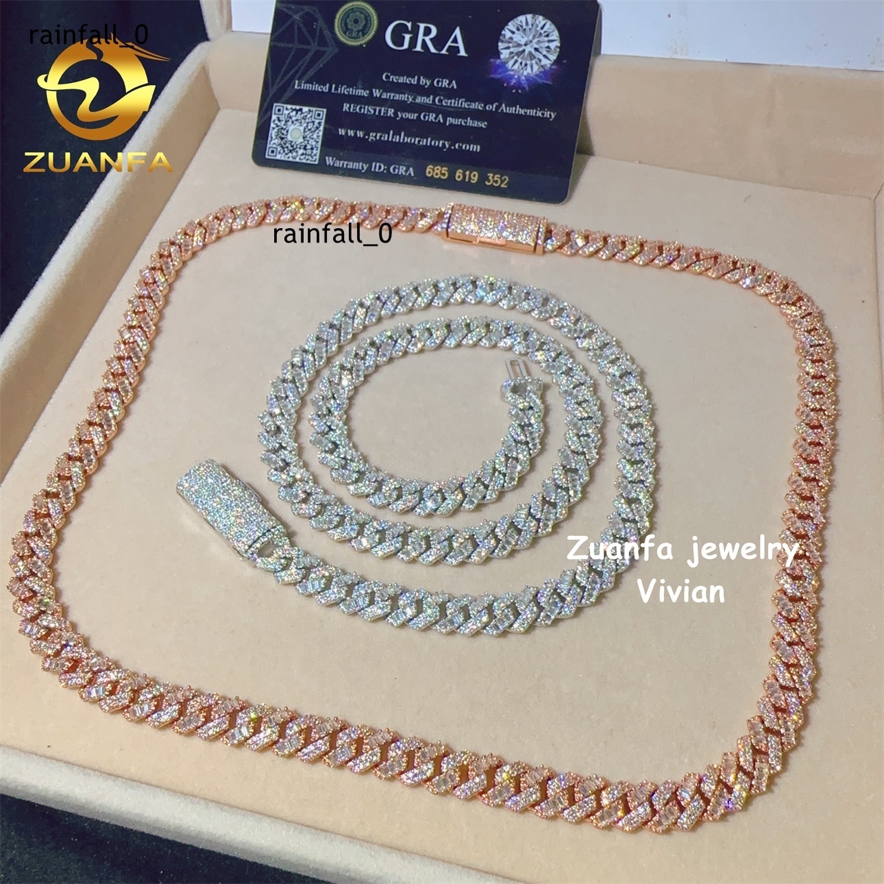 8mm D Color VVS Moissanite Diamond Iced Out Sterling Silver 925 Hip Hop Fine Jewelry Cuban Link Chain Necklace