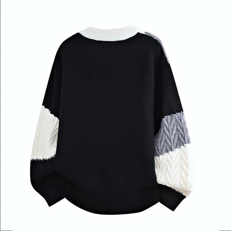 2025 Fashionable High Street Thorn Style Spliced Knitted Sweater Autumn Winter Warm Mens Top Hiphop Streetwear Fishing Sports J251029