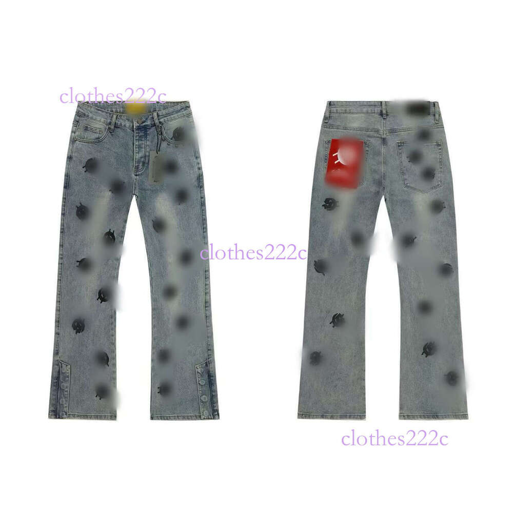 Style Trendy Brand Distressed Patchwork Straight-Leg Jeans American Casual Rock Street Hip-Hop