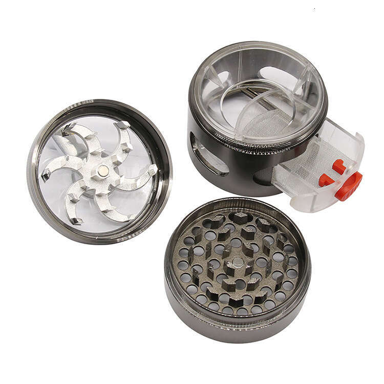 63MM 4-Layer Zinc Alloy Hand-Crank Grinder with Drawer, New Style Smoking Grinder
