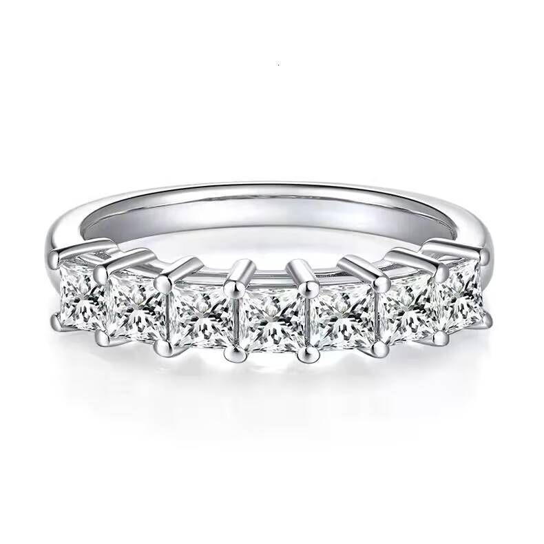 Popular Mossanite Jewelry Women Ring Princess Cut 3mm X 7pcs Total21ct Vvs1 925 Sterling Silver Diamond Wedding Moissanite Ring