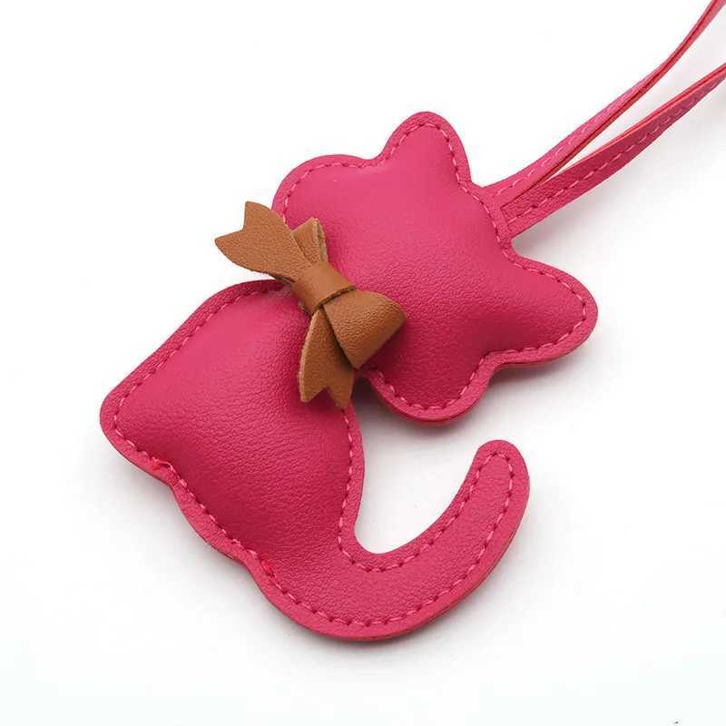 Cute PU Leather Cat Key Chains Hanger Cartoon Keychain Car Keyring Bag Pendant Bag OrnamentW251029