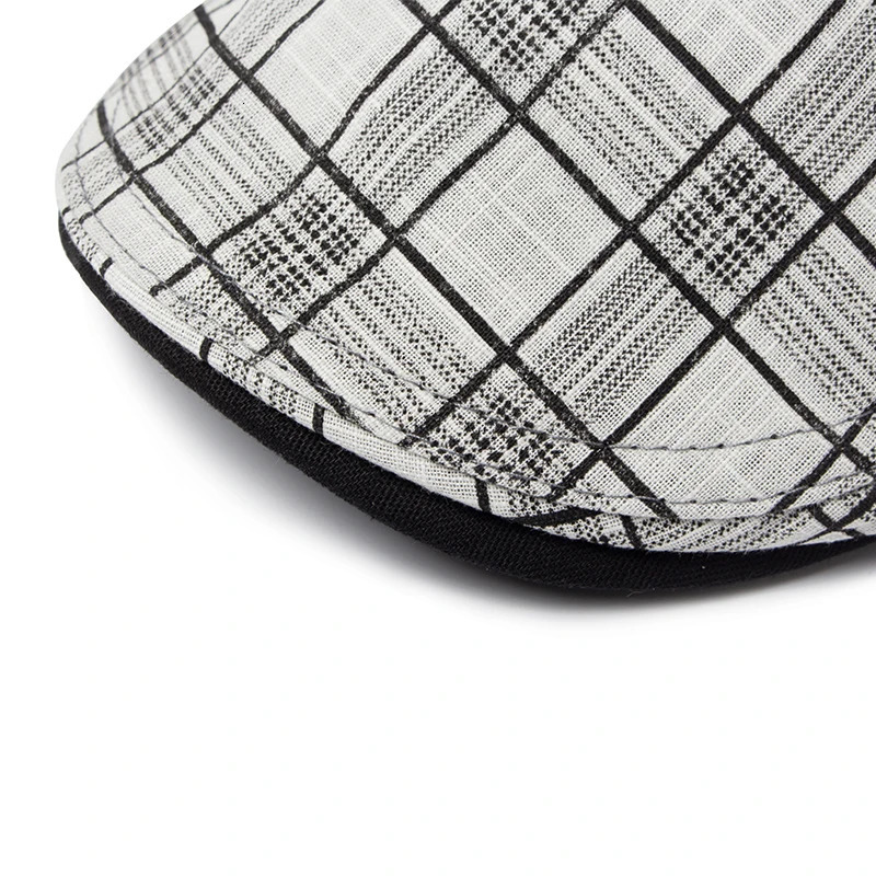 CNTANG Summer Thin Beret Fashion Men Vintage Plaid Cotton Linen Visor Flat Caps For Women Berets Boina Casual Female 251013