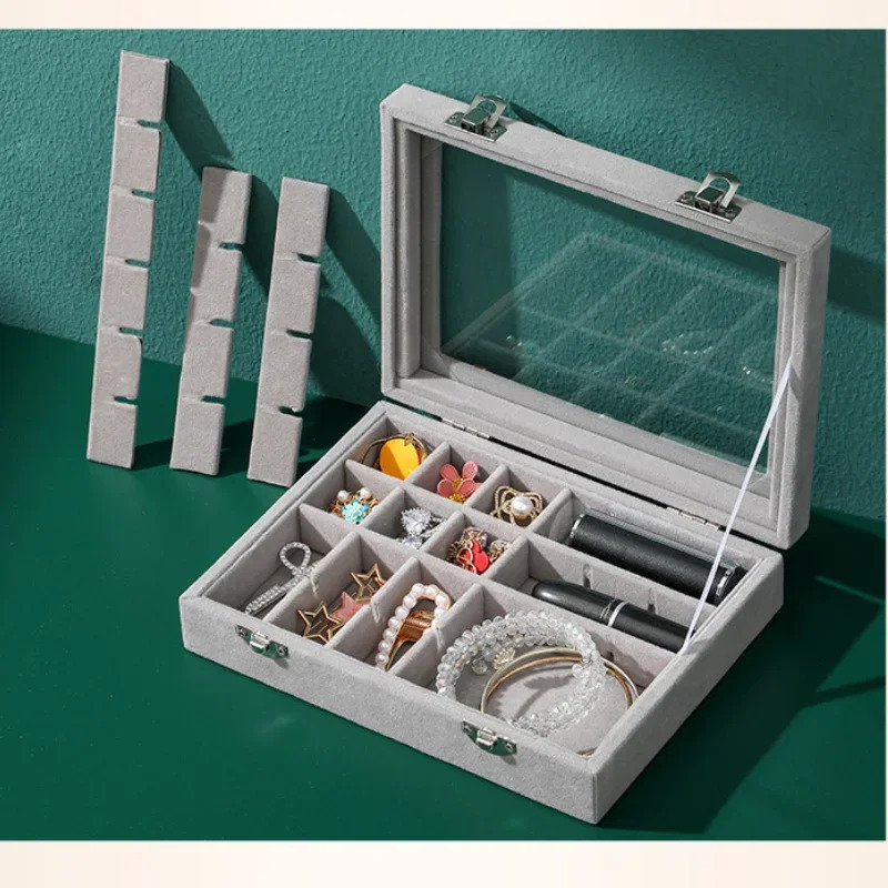 Jewelry Storage Box Earring Ring Necklace Display Classification Dustproof Transparent Flip Lid 251013